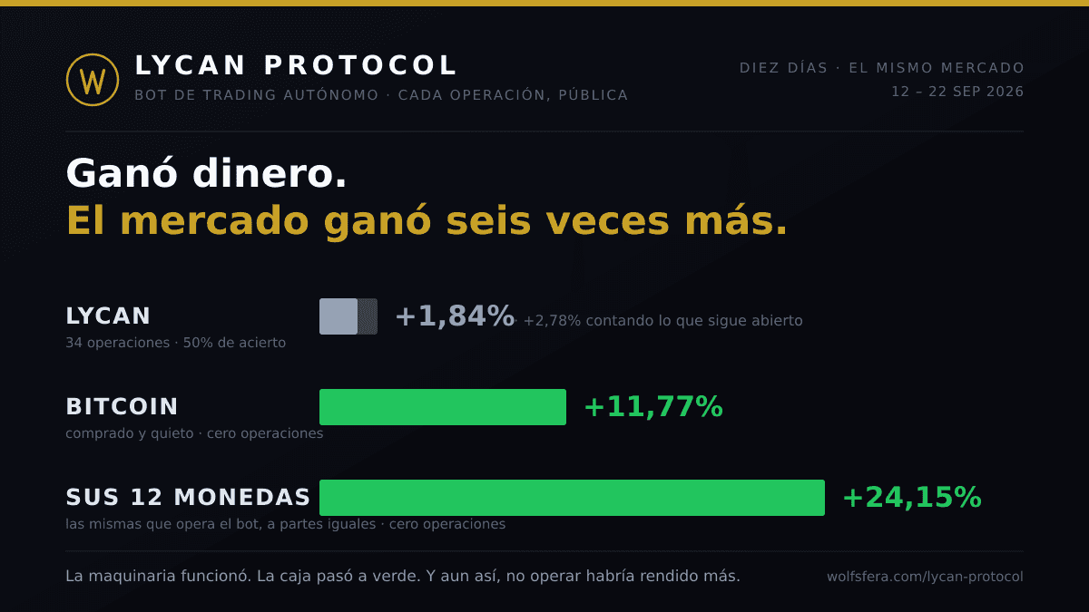 Comparativa de diez días: Lycan +1,84 %, bitcoin +11,77 %, cesta de las doce monedas del bot +24,15 %